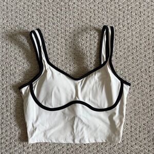 Women's White and Black Trim Workout Top